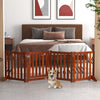 Foldable Dog Gate with Door, 4 Panels Fressstanding Pet Gate, Brown