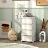 4 Tier Kids Toy Organizer and Storage Bins with 4 Plastic Drawers, Cream White