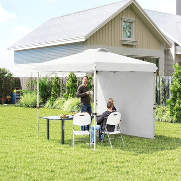 8 x 8 ft Pop Up Canopy with 1 Sidewall, Carry Bag and 4 Sand Bags, Height Adjustable Instant Sun Shelter, White