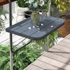 Outdoor Hanging Table, Adjustable Balcony Railing Table, Aluminum Mounting Wall Desk Rack, Foldable Outdoor Flower Stand Serving Table Rectangle, Black