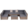 7-Piece Outdoor Patio Furniture Set – PE Rattan Sectional Sofa with Washable Cushions & Tempered Glass Coffee Table, Grey