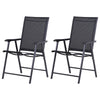 2-Piece Folding Dining Chair Set for Relaxing on Patio, Balcony, or Garden, Comfortable Outdoor Furniture with Armrests, Black