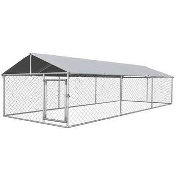 19.7' x 7.5' x 4.9' Outdoor Dog Kennel Dog Run with Waterproof, UV Resistant Cover for Medium Large Sized Dogs