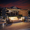 10' x 13' Outdoor Patio Pergola with Sliding Roof, LED Lights, Solar Powered for Garden, Lawn, Backyard, Dark Grey