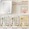 Bathroom Medicine Cabinet with Lights, Wall Mounted Mirror Cabinet with Demister Pad, Adjustable Shelves, White