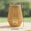 2 Pack Wicker Solar Lanterns Outdoor Waterproof Hanging Lights with Auto On/Off and Handles, Brown