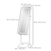 Lockable Jewelry Armoire with LED Light, Standing Mirror with Storage for Bedroom Dressing Room, White