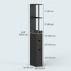 Tall Bathroom Storage Cabinet, Narrow Bathroom Cabinet with Drawers and Open Shelves for Small Spaces, Black