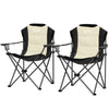 2 Pack Folding Camping Chairs, High Back Folding Chairs w/ Cup Holder, Padded Camping Chairs for Outdoor Events, Cream