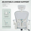 Office Chair, Mesh Computer Desk Chair with Adjustable Headrest, 4D Lumbar Support, Flip-up Arm, White