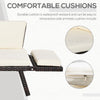 Convertible Rattan Sofa Bed Chaise Lounge Wicker Loveseat Armchair Double Seat with Cushion All Weather Patio Furniture Brown