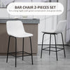 Bar Stools Set of 2, Upholstered Counter Height Bar Chairs, Kitchen Stools with Steel Legs