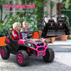 Qaba 2 Seater 24V Electric Car for Kids w/ Remote Control, 3 Speed, LED Lights, Music, Horn, Spring Suspension, Pink
