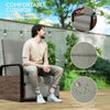 Wicker Outdoor Recliner Chair, Reclining Lounge Chair with Adjustable Backrest, Footrest and Side Tray, Light Grey