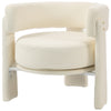 Upholstered Armchair, Sherpa Accent Chair with Lumbar Pillow, Padded Armrests and Thick Cushion, Cream White