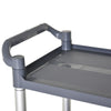 3-Tier Utility Cart Large Rolling Storage Trolley with 3 Shelves Metal Clean Service Cart, Restaurant, Hotel, Livingroom, Silver and Grey