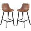 Counter Height Stools Set of 2, Upholstered Kitchen Stool with Back and Steel Legs