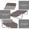 Outdoor Lounge Chair, Portable Adjustable Reclining Seat Folding Chaise Lounge Patio Camping Beach Tanning Chair Bed with Pillow, Brown