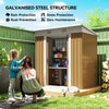 7' x 4' Outdoor Storage Shed, Metal Garden Tool Storage House Organizer with Lockable Sliding Doors and Vents for Backyard Patio Lawn, Yellow