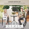3 Pieces Bistro Set, Small Patio Furniture Set with Stackable Mesh Chairs, Glass Table for Garden, Balcony, Beige