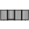 Free Standing Wooden Pet Gate Indoor Dog Barrier Foldable Step Over Doorway Fence Safety Gate with Open Door