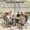 Outdoor Dining Sets for 8 with Stackable Chairs, Patio Dining Set with Glass Top Table for Garden, Patio, Backyard, Light Grey