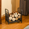 Curved Firewood Rack with Bear and Pine Tree Design, 17 Inch Log Holder Storage Rack with 110 lbs. Capacity