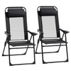 Double Camping Chairs Foldable w/ Reclining & Headrest, Black