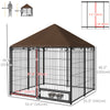 4.6' x 4.6' x 5' Outdoor Dog Kennel with Canopy, Rotating Bowls