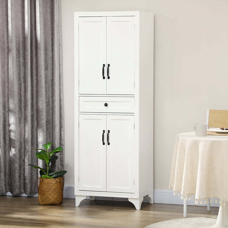 Freestanding Storage Cabinet, Kitchen Pantry Cabinet with 2 Shelves, 4 Doors for Dining Room