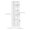 Modern Bathroom Cabinet, Narrow Bathroom Vanities with 3 Open Shelves, Drawer and Adjustable Shelf, White