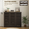 Narrow Shoe Cabinet with Slatted Doors, Adjustable Shelves for 20 Pairs of Shoes, Shoe Cabinet for Entryway