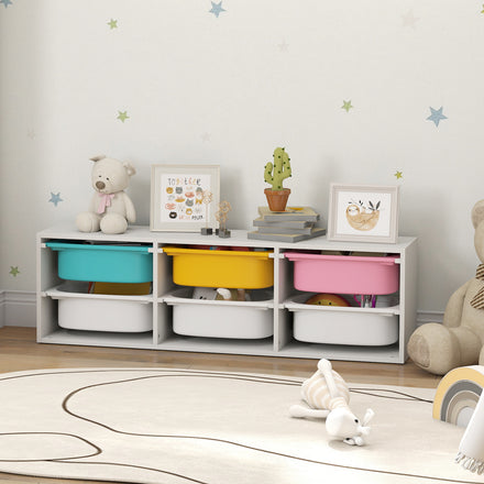 Kids Toy Storage Organizer with 6 Removable Plastic Bins for Toddlers, Toy Box for Bedroom, Nursery, Playroom