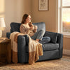 Accent Chair, PU Leather Armchair with Wide Seat, Spring Cushion, Rubberwood legs, 2 Pillows
