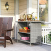 Wicker Outdoor Bar Table, PE Rattan Bar Height Patio Table with 2 Shelves, Steel Frame for Garden, Backyard