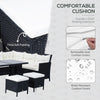 6pcs Outdoor Rattan Sofa Set Garden Wicker Sectional Couch Furniture Set with Dining Table and Chair White