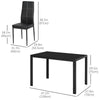 5-Piece Rectangular Glass Kitchen Table and Chairs with Metal Frame and Faux Leather Upholstery for Dining Room