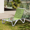 Outdoor Chaise Lounge Chair, Patio Aluminum Tanning Chair with 5-Level Adjustable Back, Portable Wheels, Breathable Mesh Fabric, for Pool, Deck, Garden