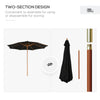 10' x 8' Wooden Patio Umbrella, Garden Parasol, Outdoor Sunshade Canopy with Bamboo Rib for Outdoor, Black