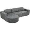 L Shaped Cloud Boneless Couch, Modular Sectional Sofa with Chaise and Deep Seat for Living Room, Bedroom, Dark Grey