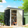 7' x 6' Tall Outdoor Storage Shed, Waterproof Metal Garden Shed with Gloves, Lockable Door, Silver