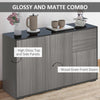 Kitchen Sideboard Storage Cabinet, Modern Coffee Bar with Push-Open Design and 2 Drawers for Living Room, Black