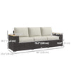 3-Seat Outdoor Couch with Cushions, PE Rattan Patio Couch with Wood Grain Armrests, Outdoor Sofa for Porch, Sunroom, Garden, Poolside, Cream White