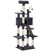 59 Inch Large Cat Tree with Sisal Scratching Posts, Cozy Condo, Top Perch, Ladder and Interactive Balls, Dark Grey