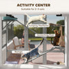 Wooden Catio Outdoor Cat Enclosure with 6 Jumping Platforms, Scratching Post, 2 Ramps, Waterproof Roof, Grey