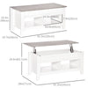 Lift Top Coffee Table with Hidden Storage Compartment and Open Shelves, Lift Tabletop Pop-Up Center Table for Living Room