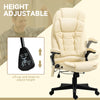 Fauteuil de direction en cuir à dossier haut, chauffant, ergonomique, massant, pivotant, vibrant et réglable, meuble de bureau (beige)