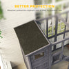 Outdoor Wooden Catio with 4 Tier Main House, Ramp, Platforms, Asphalt Roof, Ramps, Sliding Door, Window, Grey