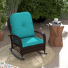 Outdoor Wicker Rattan Rocking Chair Patio Rocker with Thick Cushions for Garden Backyard Porch, Turquoise