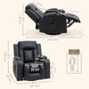 Swivel Massage Recliner Chair Rocker, Overstuffed Manual Reclining Sofa, PU Leather Rocking Chair with Side Pockets, Cup Holders, for Living Room, Nursery